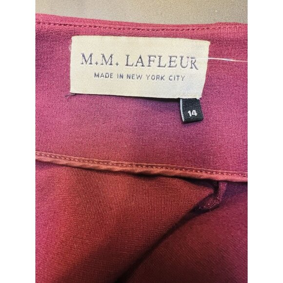 MM Lafleur Women's The Greenpoint Skirt Garnet Front Slit High Rise Pencil Sz 14 - Picture 4 of 7
